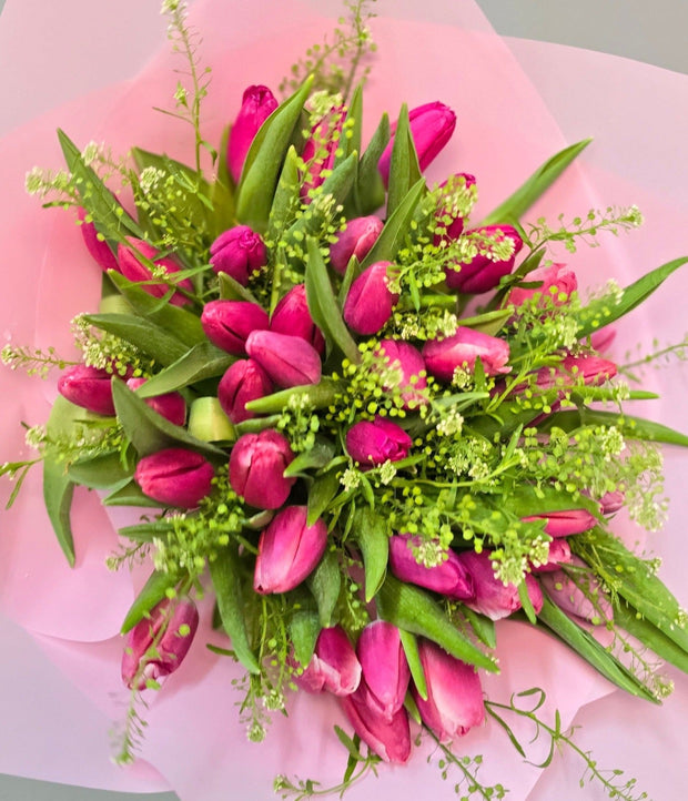 40 Tulips with green fillers Bouquet