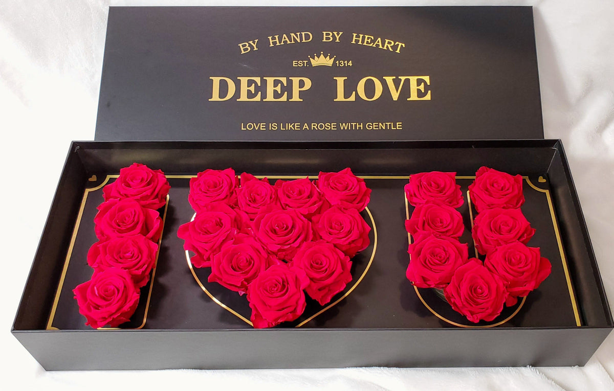 Large "I ❤ U" Box Long Lasting Roses