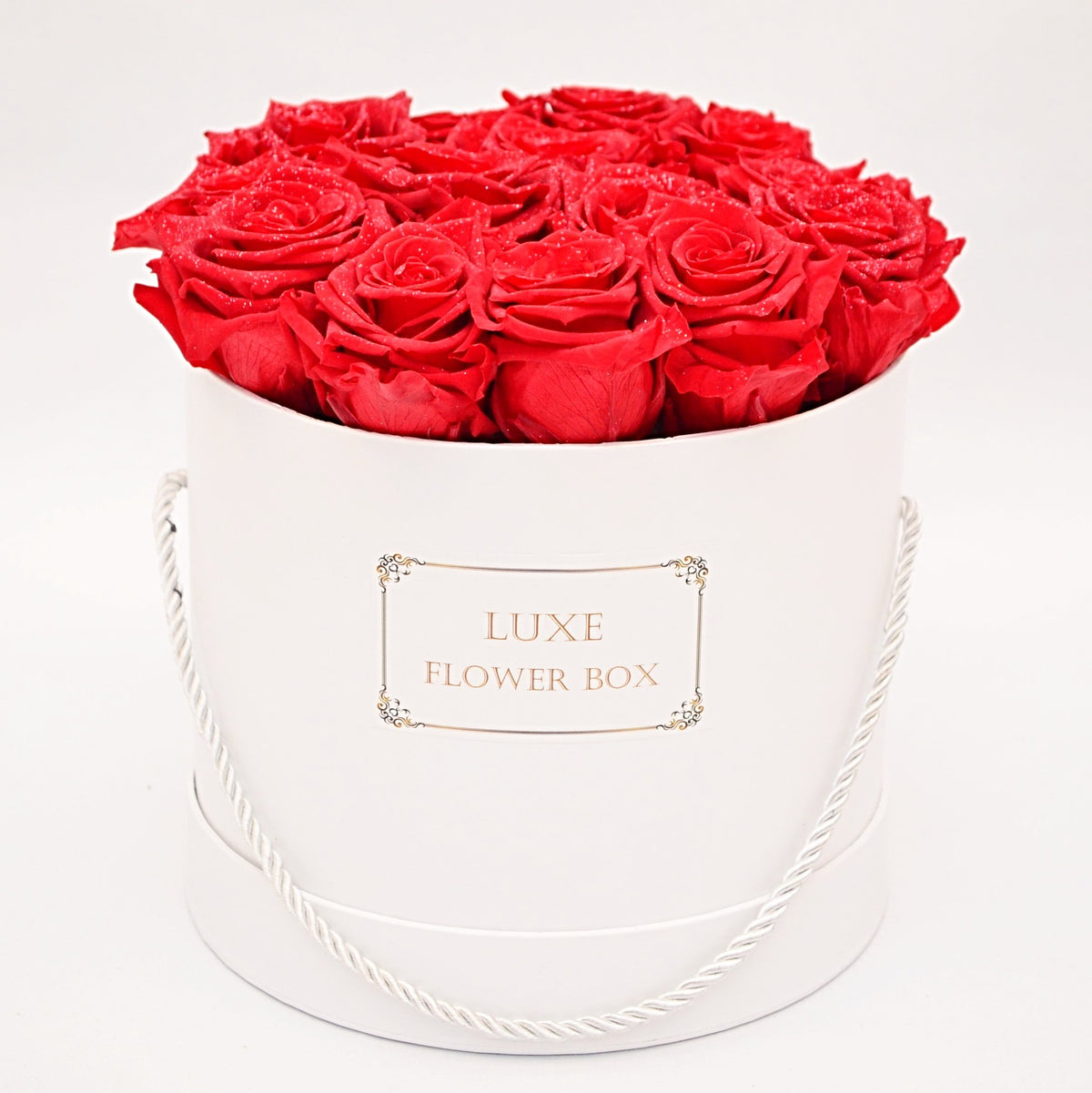 Medium Round Box of Red Roses- Last more than 1 year