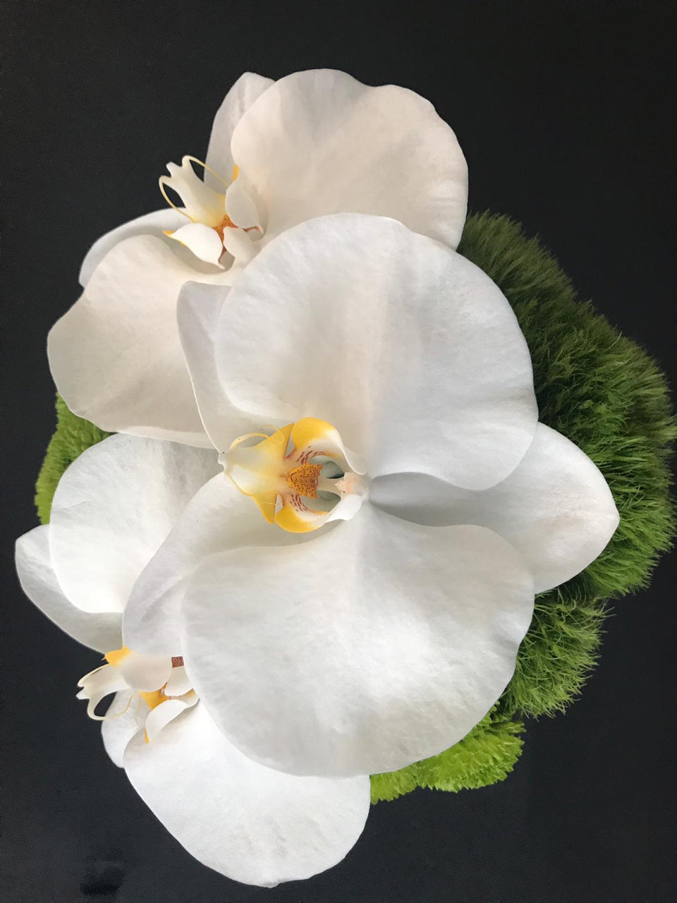 Table arrangement with phalaenopsis orchids