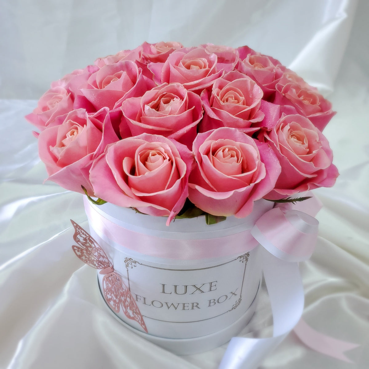 "Blushing Beauty"  Roses in round box